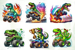 T Rex Dinosaur Monster Truck Clipart Bundle - CraftNest - Digital Crafting and Art