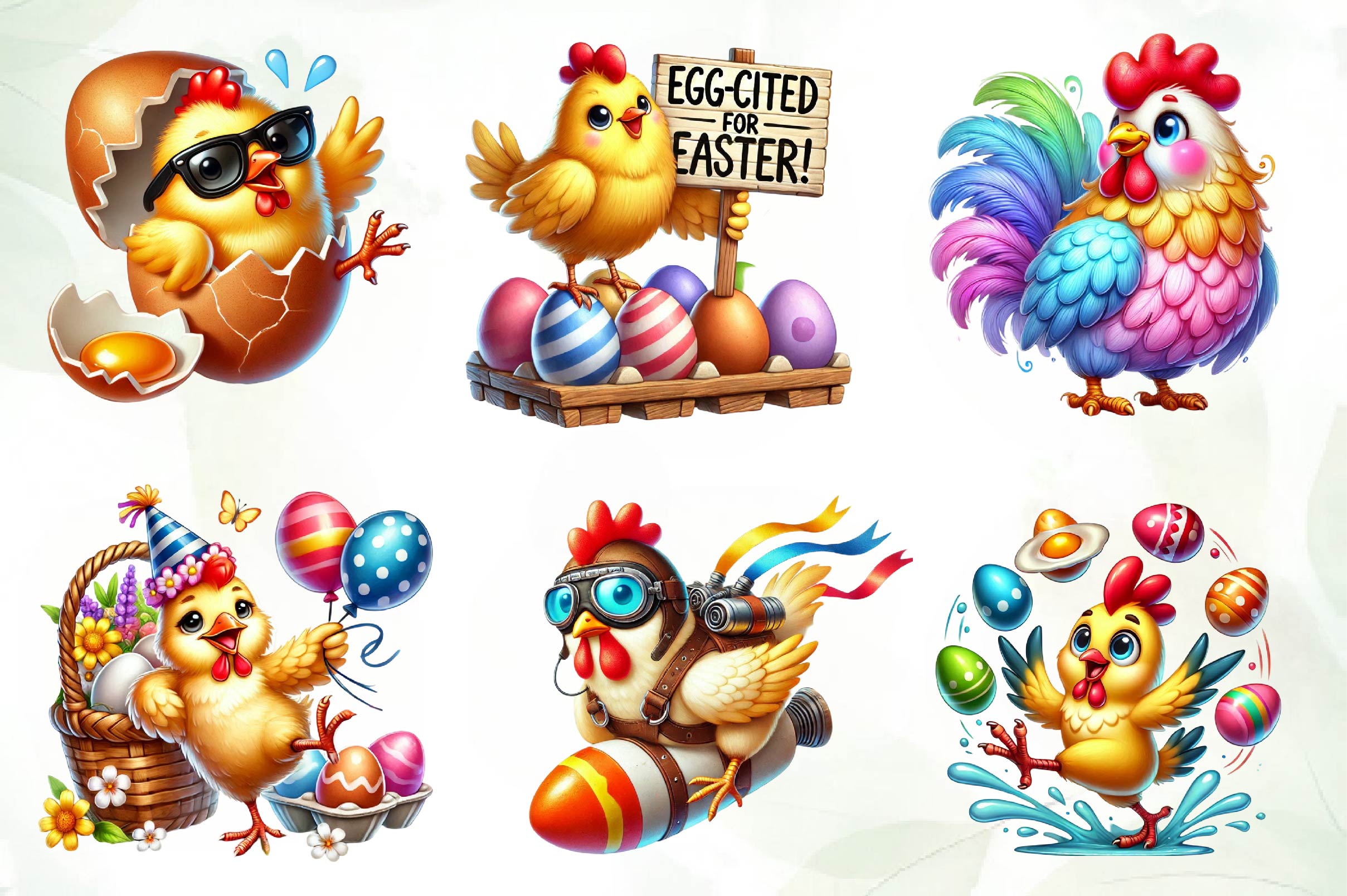Funny Easter Chicken Clipart Bundle - CraftNest - Digital Crafting and Art