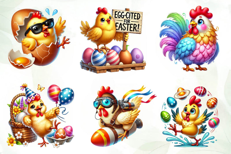 Funny Easter Chicken Clipart Bundle - CraftNest - Digital Crafting and Art
