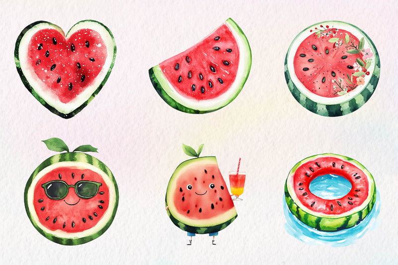 Summer Watermelon Clipart Bundle 1 - CraftNest - Digital Crafting and Art