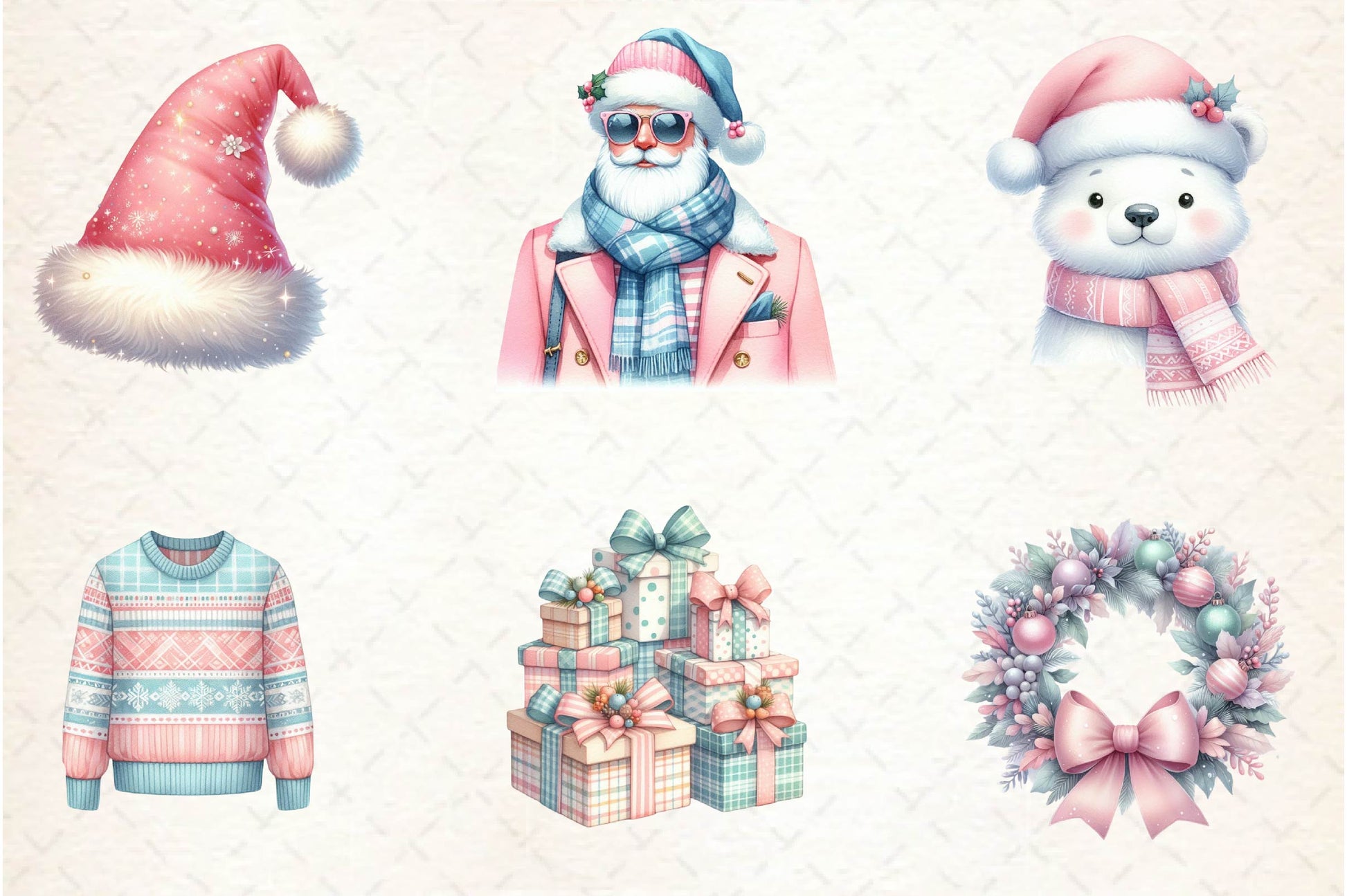 Pastel Preppy Christmas Clipart Bundle - CraftNest - Digital Crafting and Art