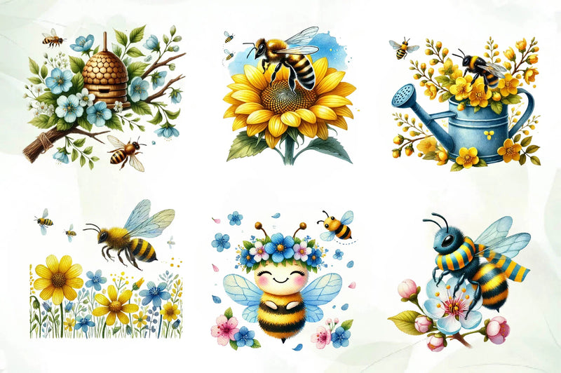 Spring Bees Clipart Bundle 1 - CraftNest - Digital Crafting and Art