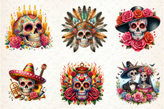 Mexican Sugar Skull Clipart Bundle - CraftNest - Digital Crafting and Art
