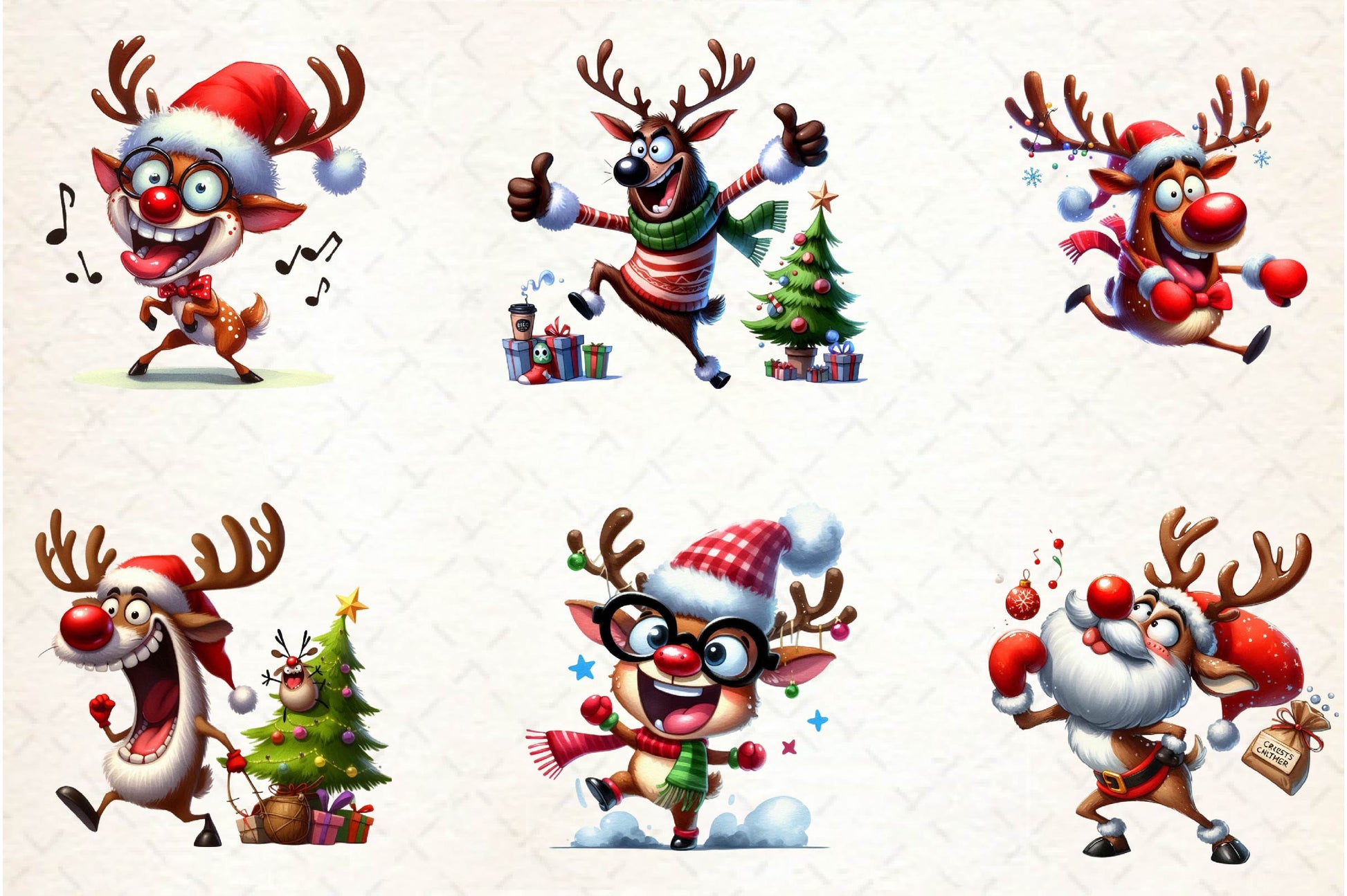 Funny Christmas Deer Clipart Bundle - CraftNest - Digital Crafting and Art