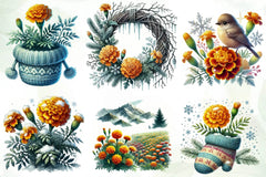 Marigold Chilly Spring Day Clipart Bundle - CraftNest - Digital Crafting and Art