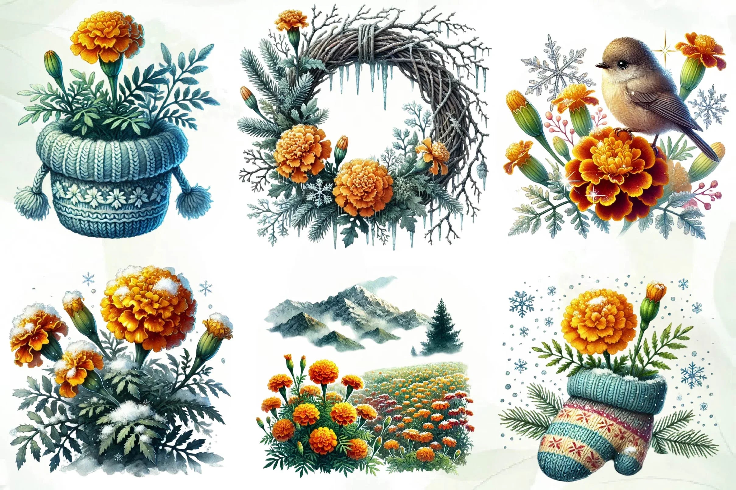 Marigold Chilly Spring Day Clipart Bundle - CraftNest - Digital Crafting and Art