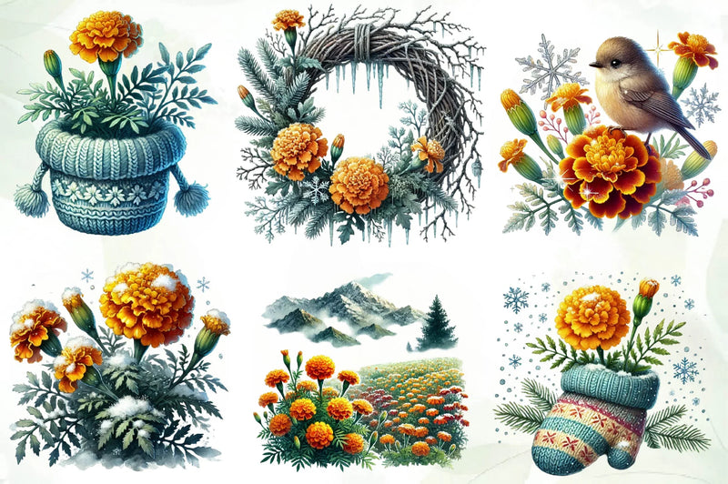 Marigold Chilly Spring Day Clipart Bundle - CraftNest - Digital Crafting and Art