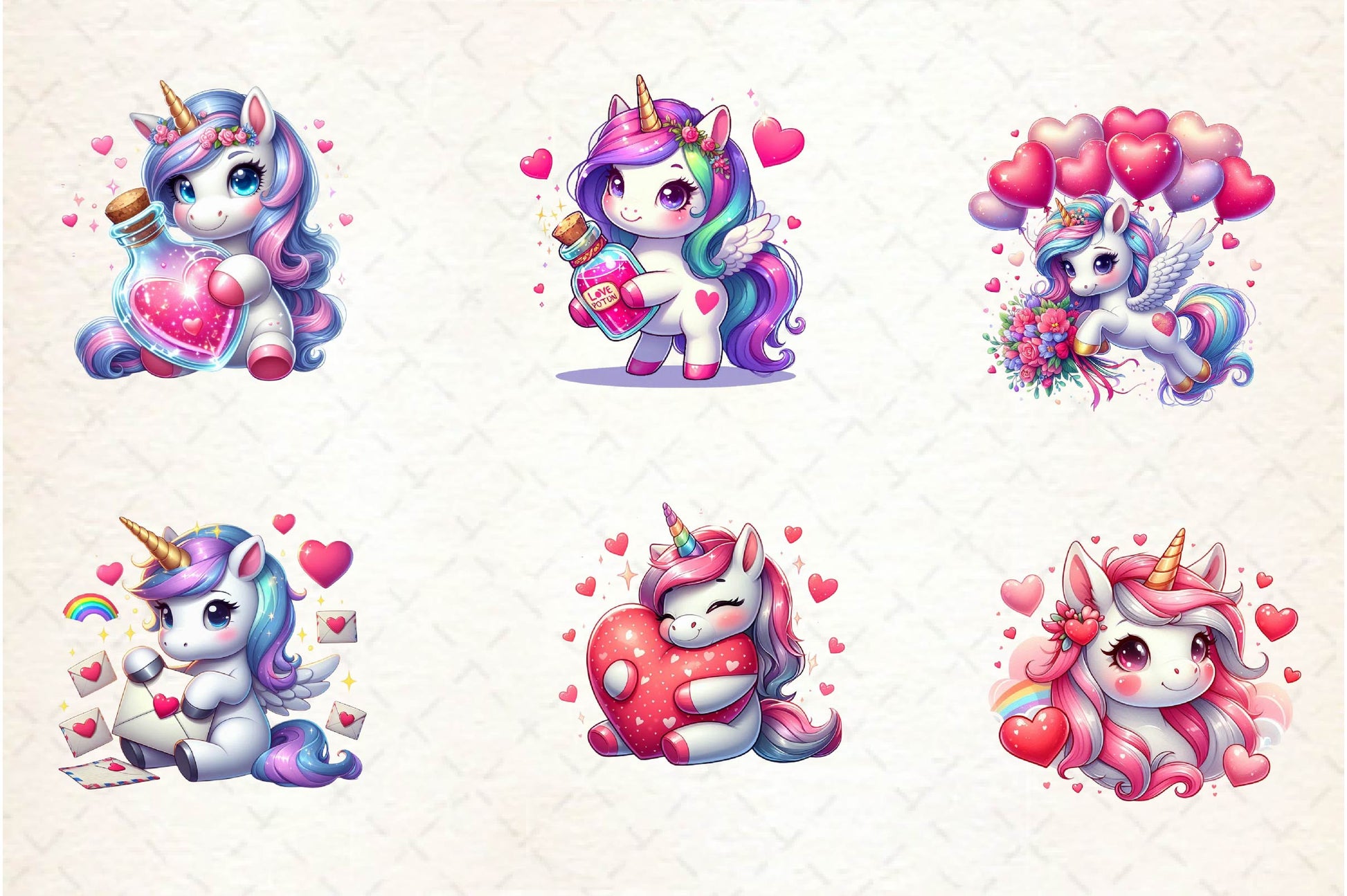 Cute Unicorns Valentine's Day Clipart Bundle - CraftNest - Digital Crafting and Art