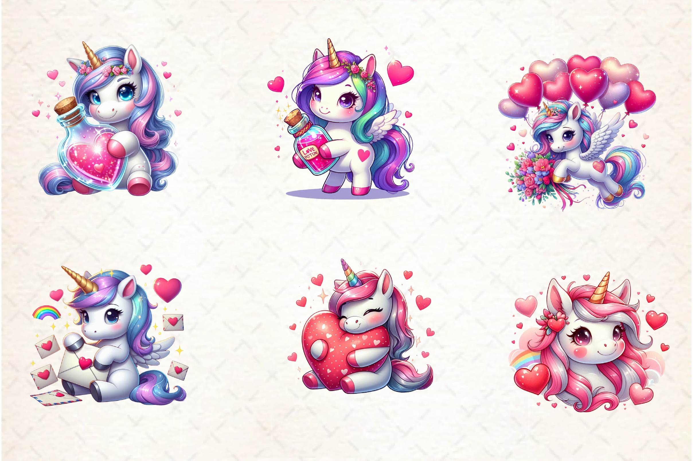 Cute Unicorns Valentine's Day Clipart Bundle - CraftNest - Digital Crafting and Art