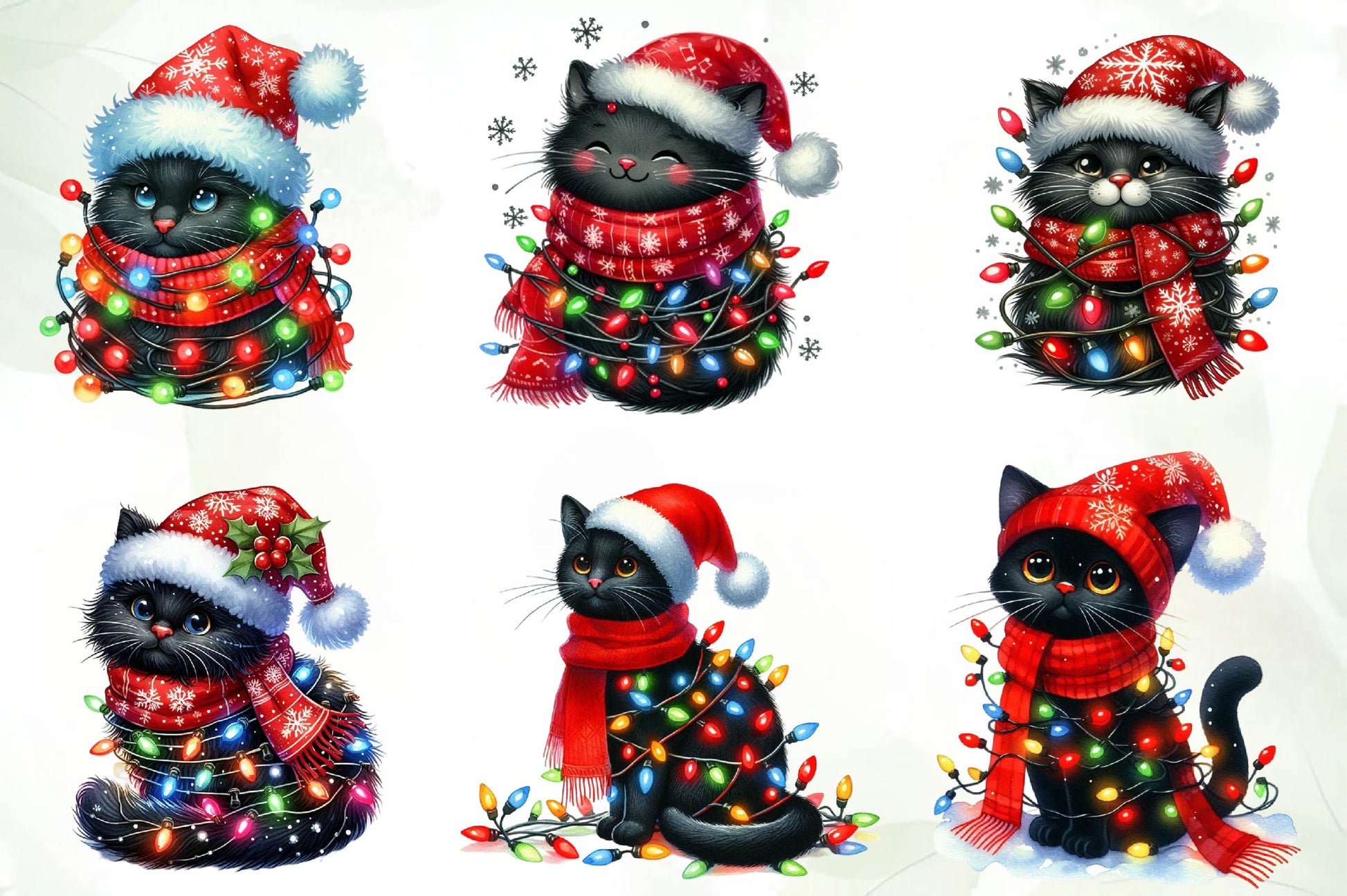 Funny Christmas Black Cat Clipart Bundle 1 - CraftNest - Digital Crafting and Art