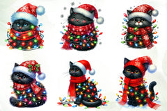 Funny Christmas Black Cat Clipart Bundle 1 - CraftNest - Digital Crafting and Art