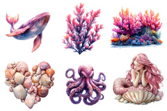 Pink Sea Adventure Clipart Bundle - CraftNest - Digital Crafting and Art