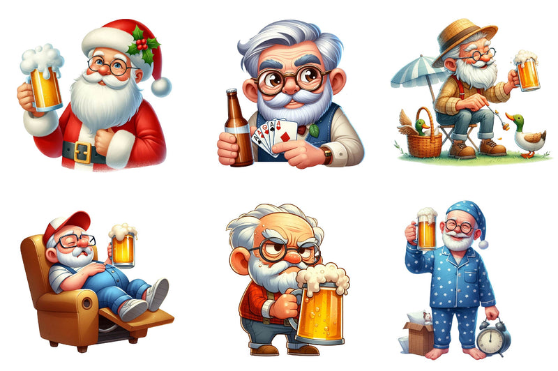 Funny Beer Loving Grandpa Clipart Bundle - CraftNest - Digital Crafting and Art