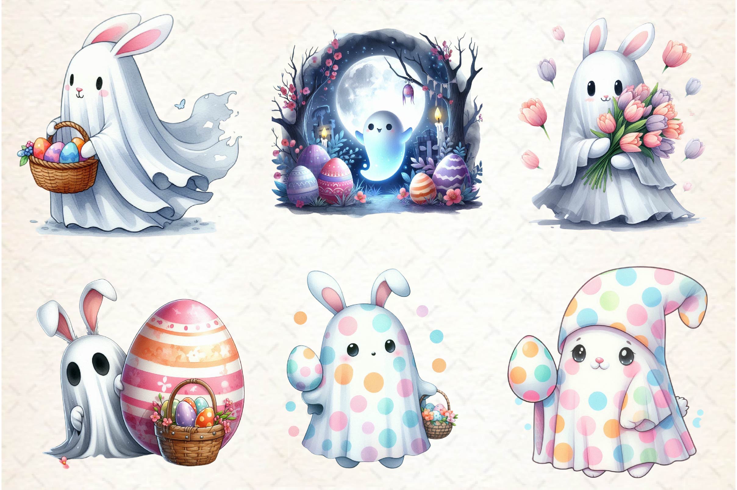 Easter Ghost Rabbit Clipart Bundle - CraftNest - Digital Crafting and Art