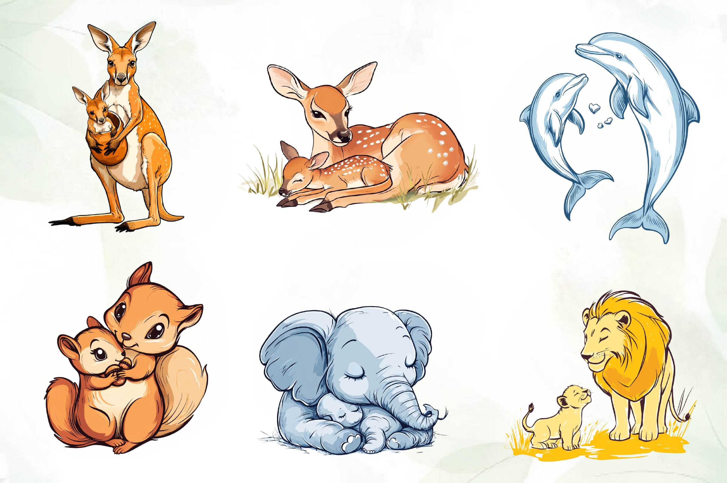 Mom & Baby Illustrations Clipart Bundle - CraftNest - Digital Crafting and Art