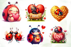 Cute Ladybug In Love Clipart Bundle - CraftNest - Digital Crafting and Art