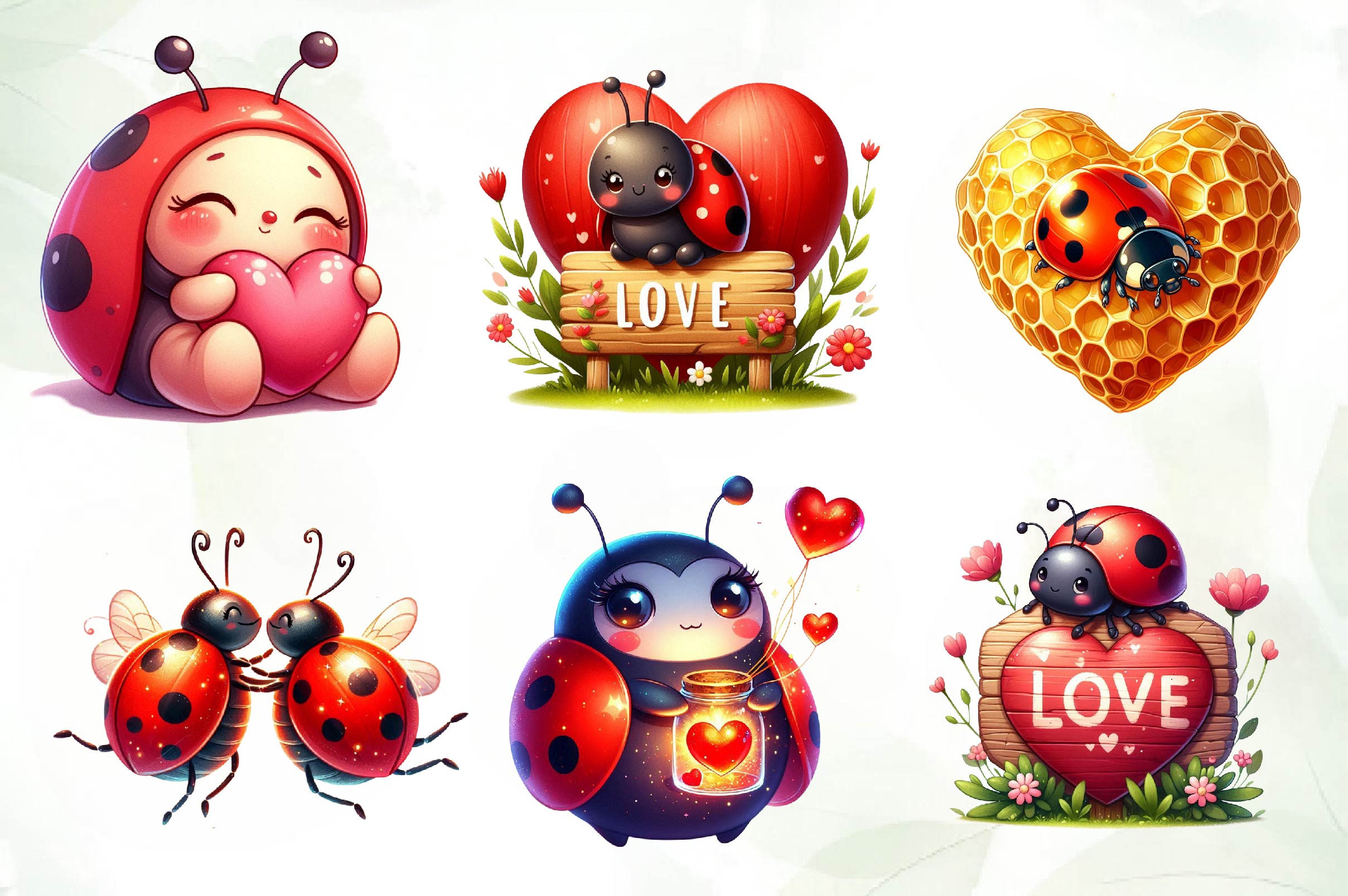 Cute Ladybug In Love Clipart Bundle - CraftNest - Digital Crafting and Art