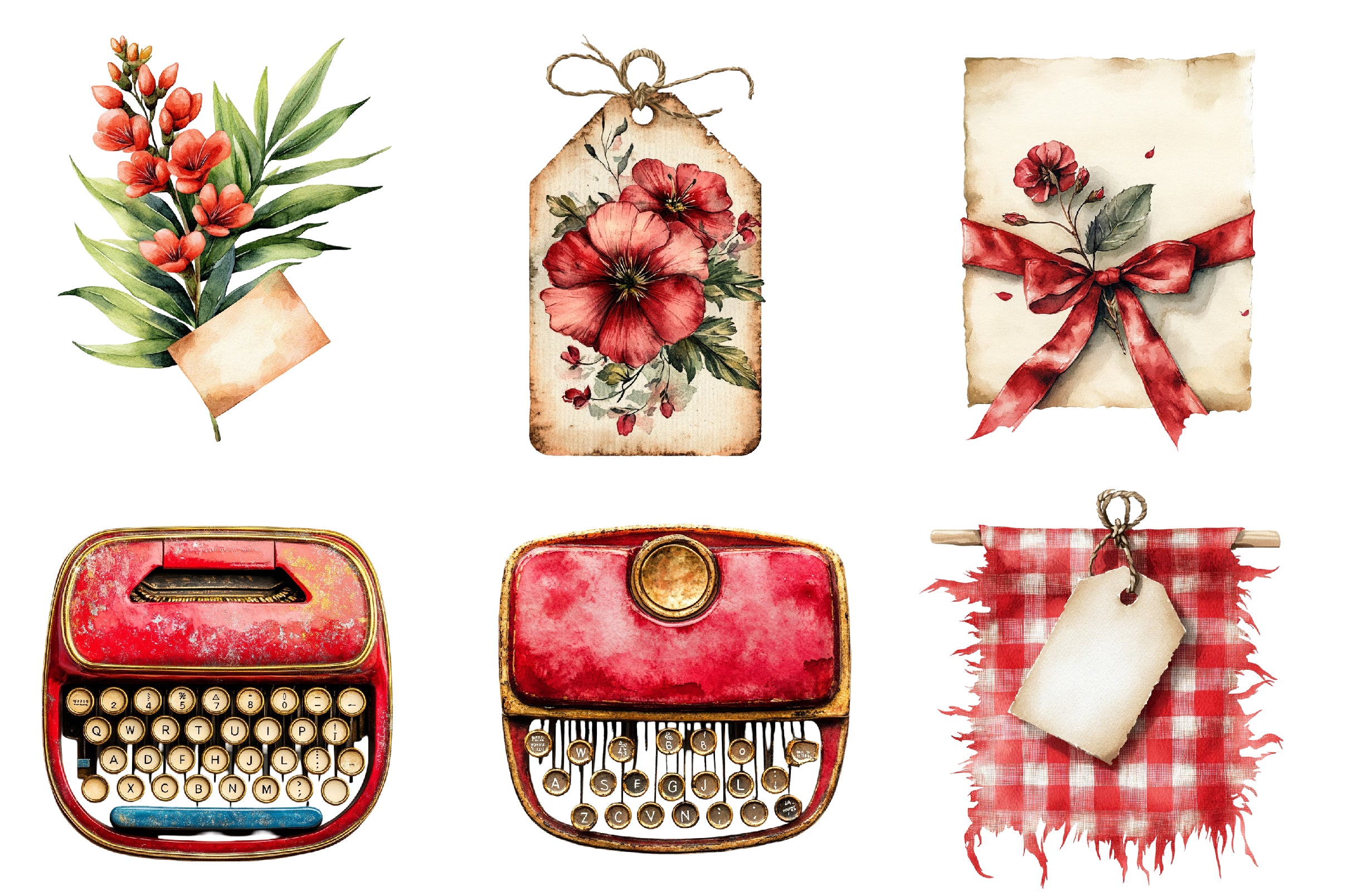 Red Vintage Fall Ephemera Clipart Bundle - CraftNest - Digital Crafting and Art