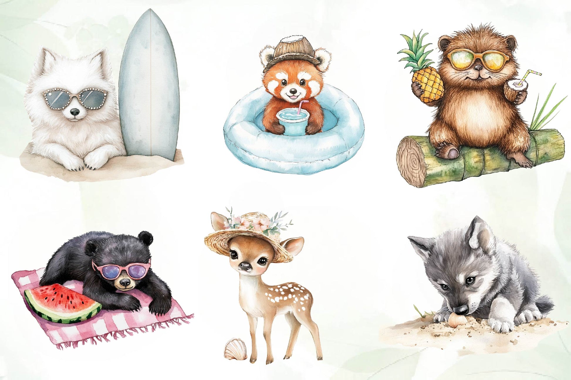Happy Beach Day Forest Animals Clipart Bundle - CraftNest - Digital Crafting and Art