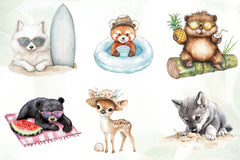 Happy Beach Day Forest Animals Clipart Bundle - CraftNest - Digital Crafting and Art