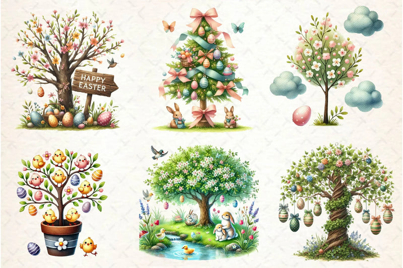 Easter Tree Clipart Bundle - CraftNest - Digital Crafting and Art