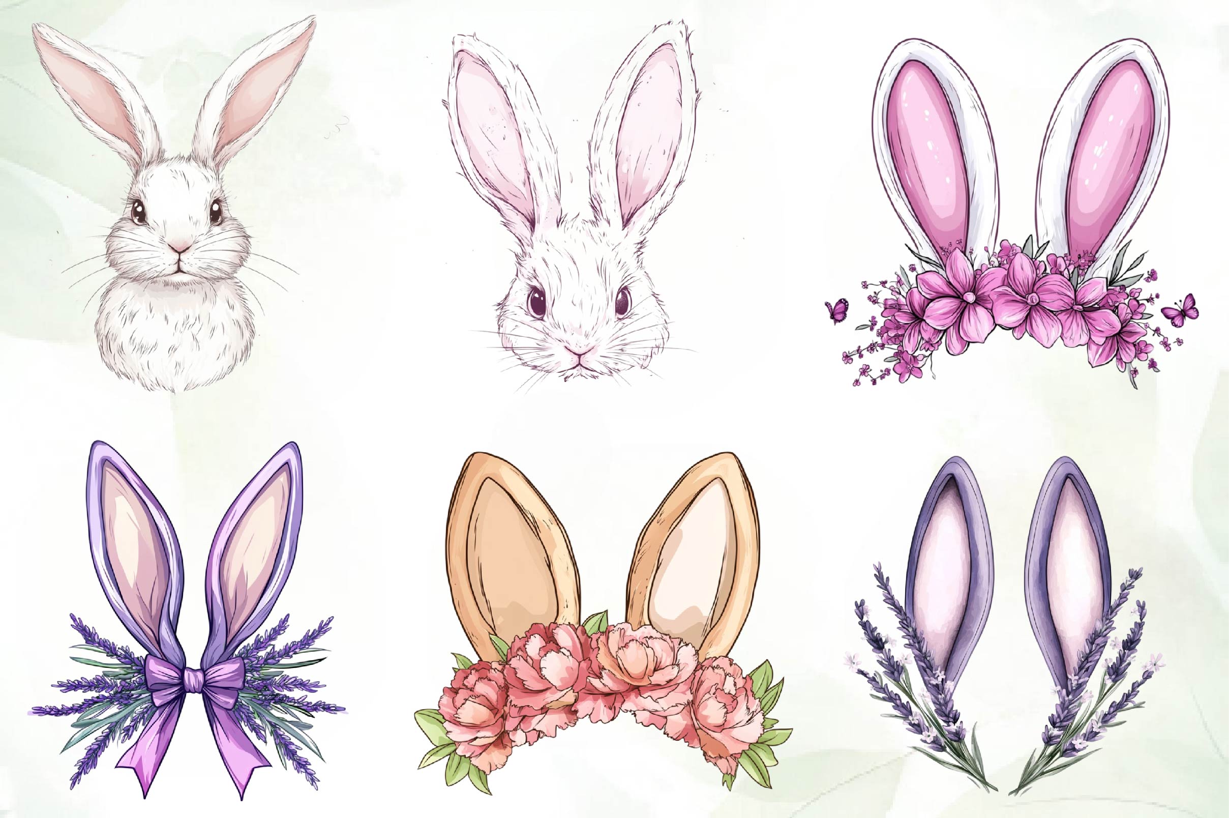 Floral Bunny Ears Design Clipart Bundle - CraftNest - Digital Crafting and Art