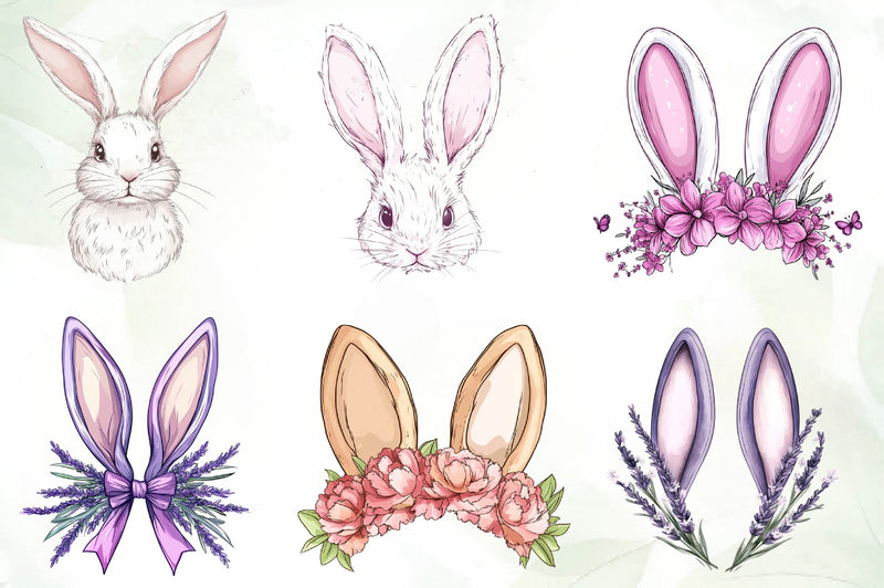 Floral Bunny Ears Design Clipart Bundle - CraftNest - Digital Crafting and Art