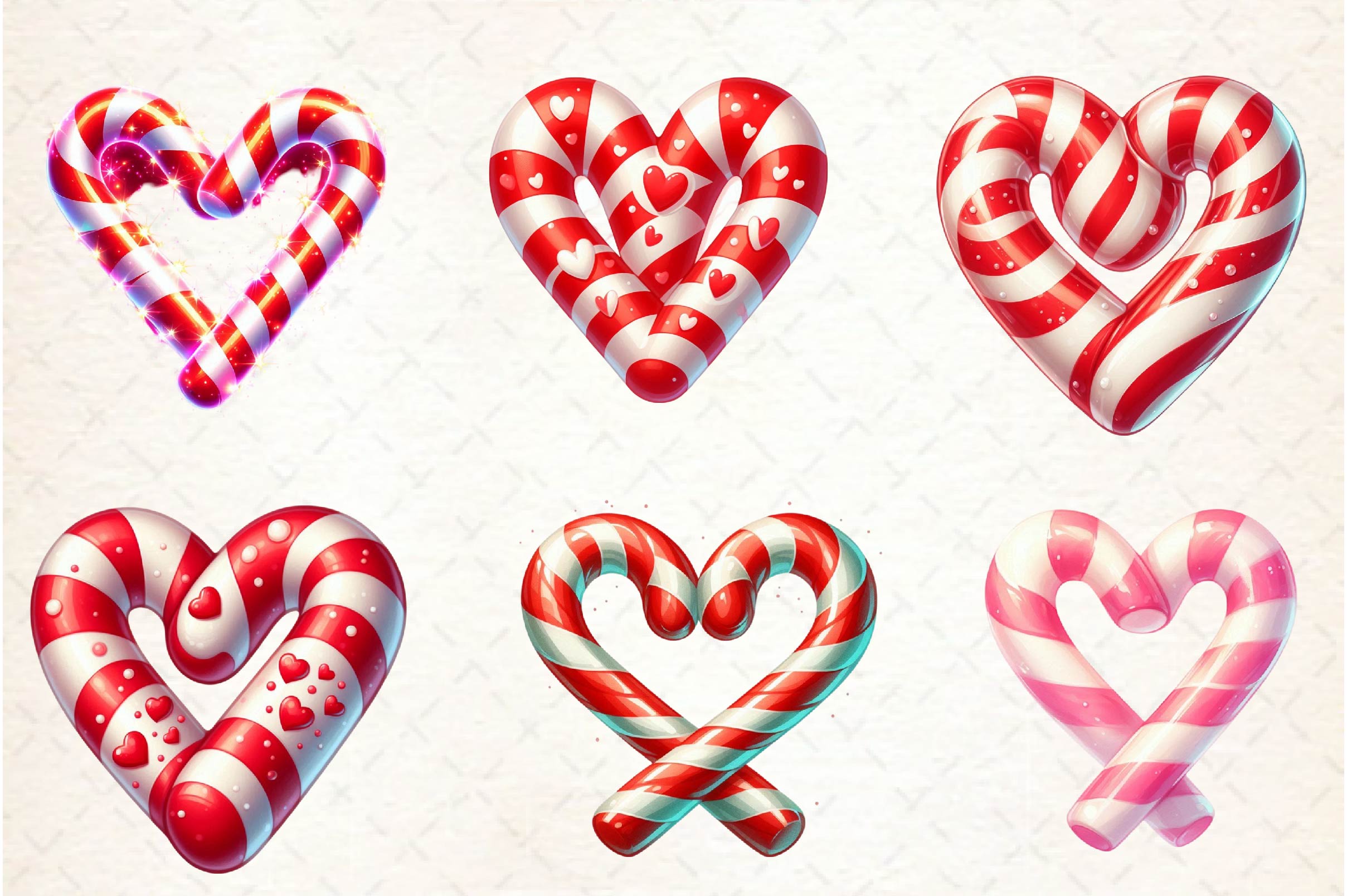 Christmas Candy Cane Heart Clipart Bundle - CraftNest - Digital Crafting and Art