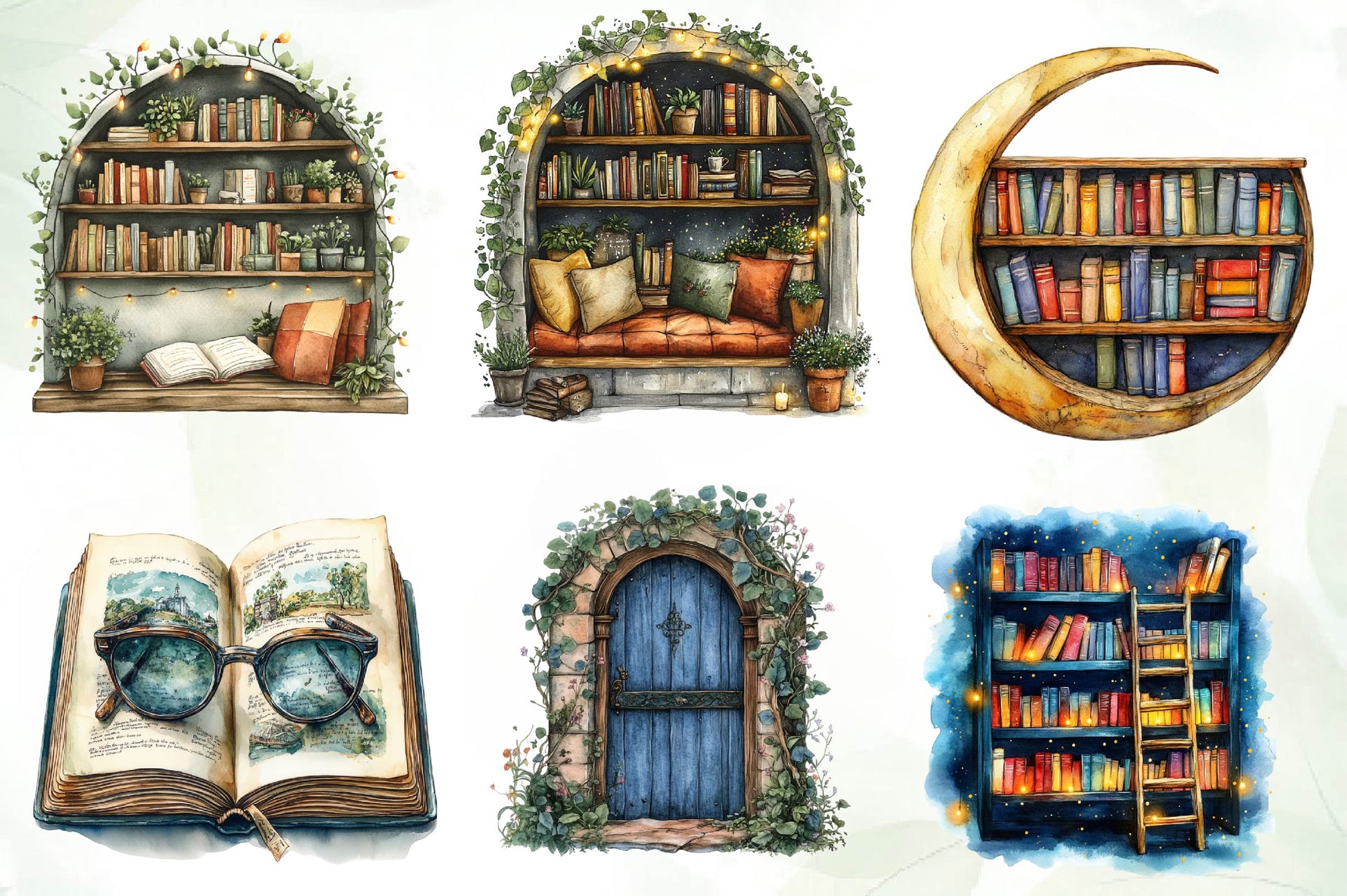 Whimsical Library Clipart Bundle - CraftNest - Digital Crafting and Art