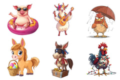Quirky Funny Farm Animals Clipart Bundle - CraftNest - Digital Crafting and Art