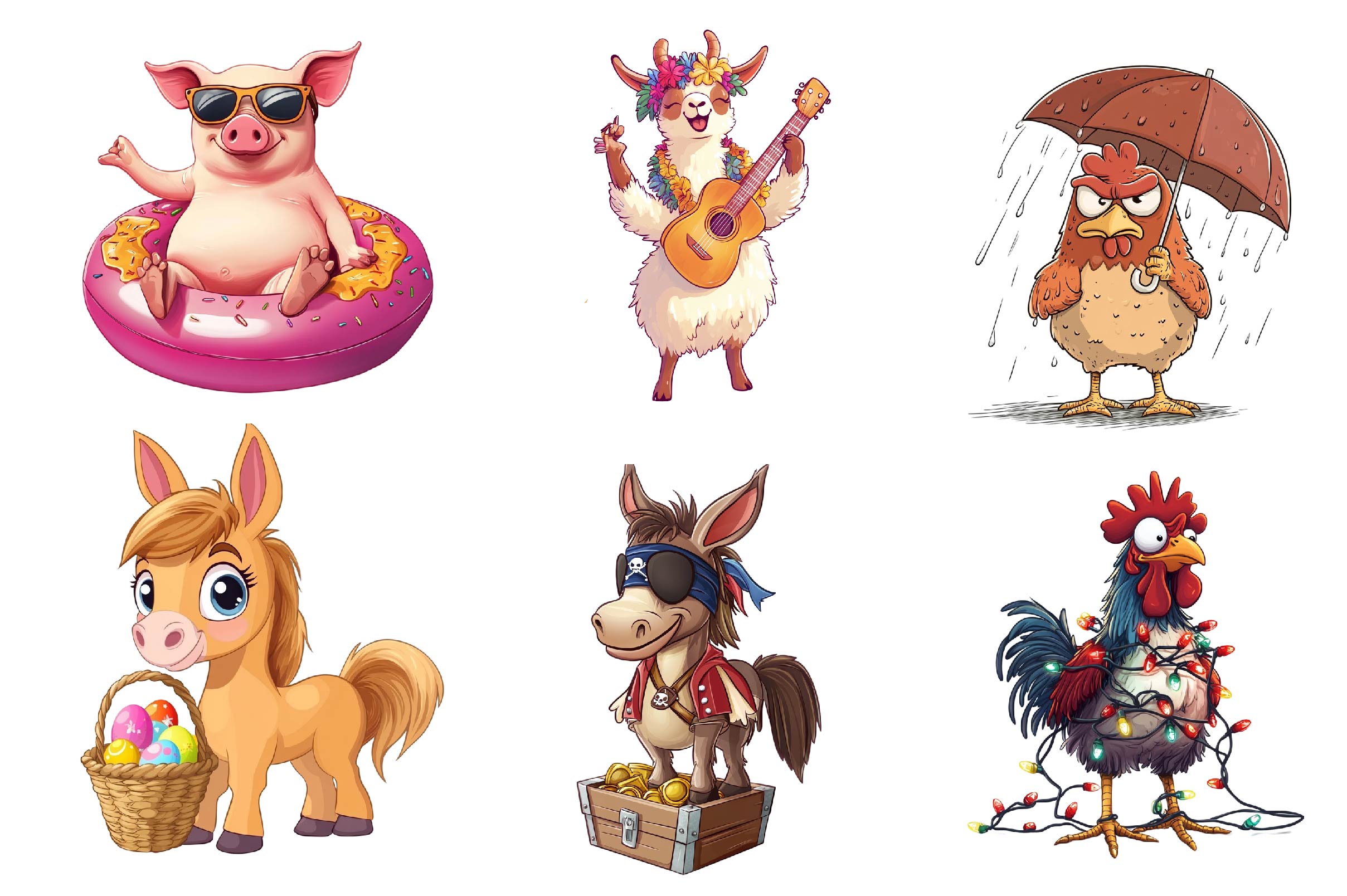 Quirky Funny Farm Animals Clipart Bundle - CraftNest - Digital Crafting and Art