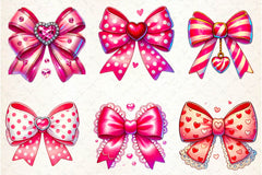 Pink Coquette Valentine Bow Clipart Bundle - CraftNest - Digital Crafting and Art