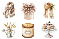 Neutral Rustic Coquette Fall Clipart Bundle 1 - CraftNest - Digital Crafting and Art