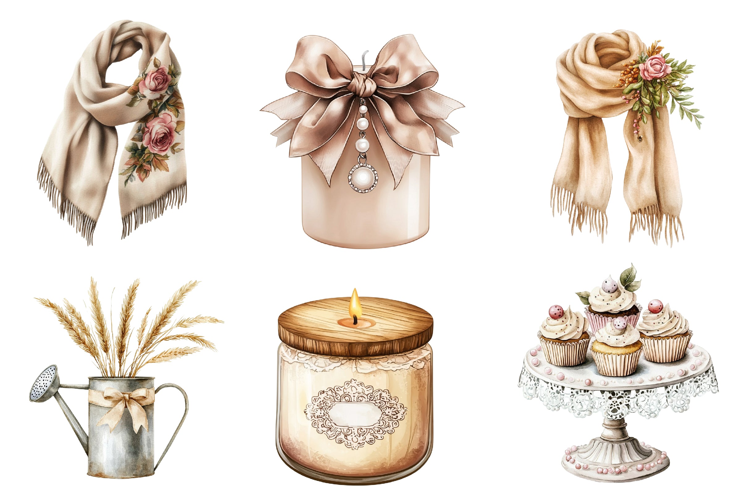 Neutral Rustic Coquette Fall Clipart Bundle 1 - CraftNest - Digital Crafting and Art