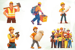 Construction Worker Labor Day Clipart Bundle - CraftNest - Digital Crafting and Art