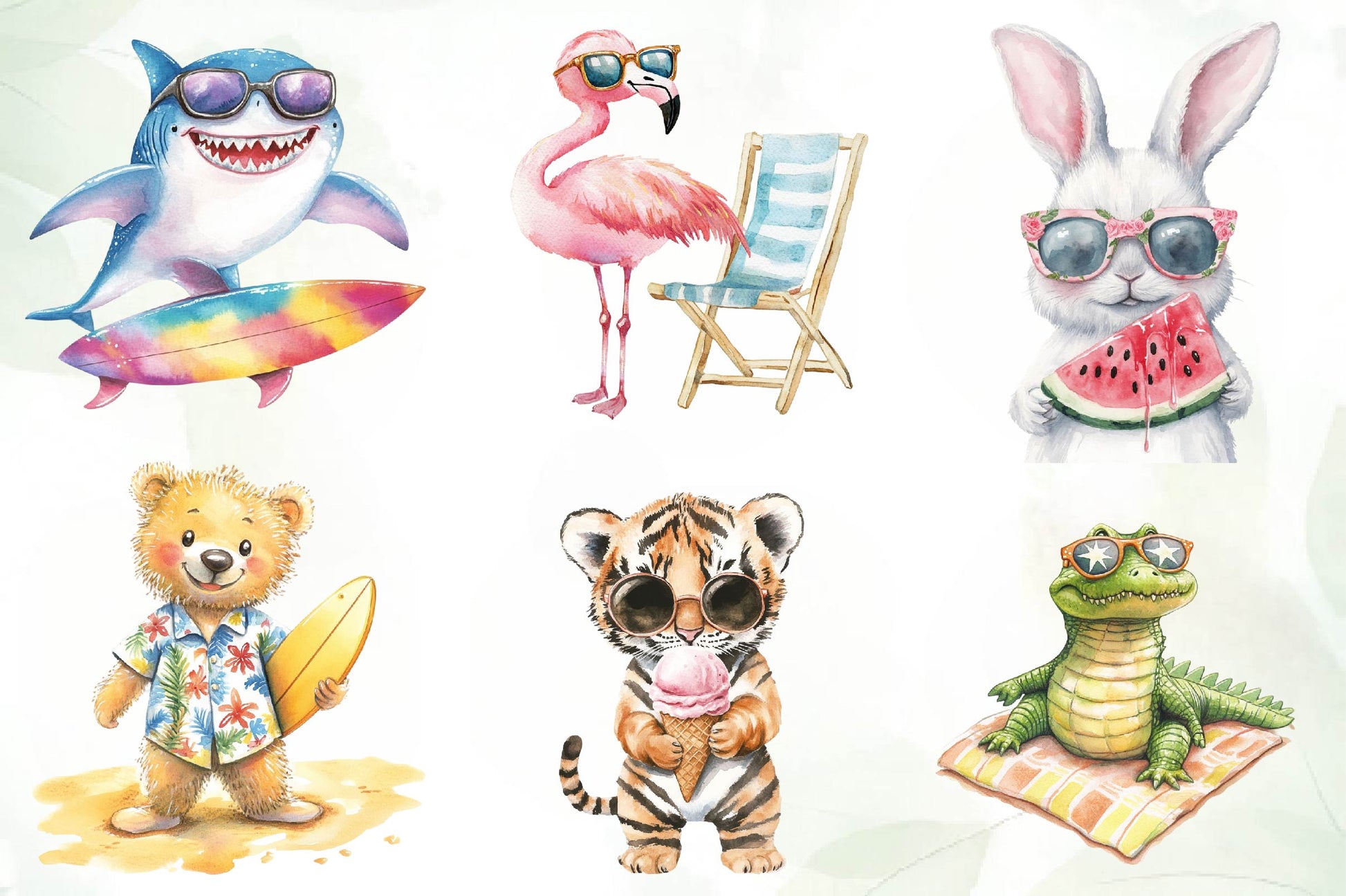 Cartoon Beach Pals Animal Clipart Bundle - CraftNest - Digital Crafting and Art