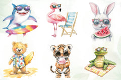 Cartoon Beach Pals Animal Clipart Bundle - CraftNest - Digital Crafting and Art
