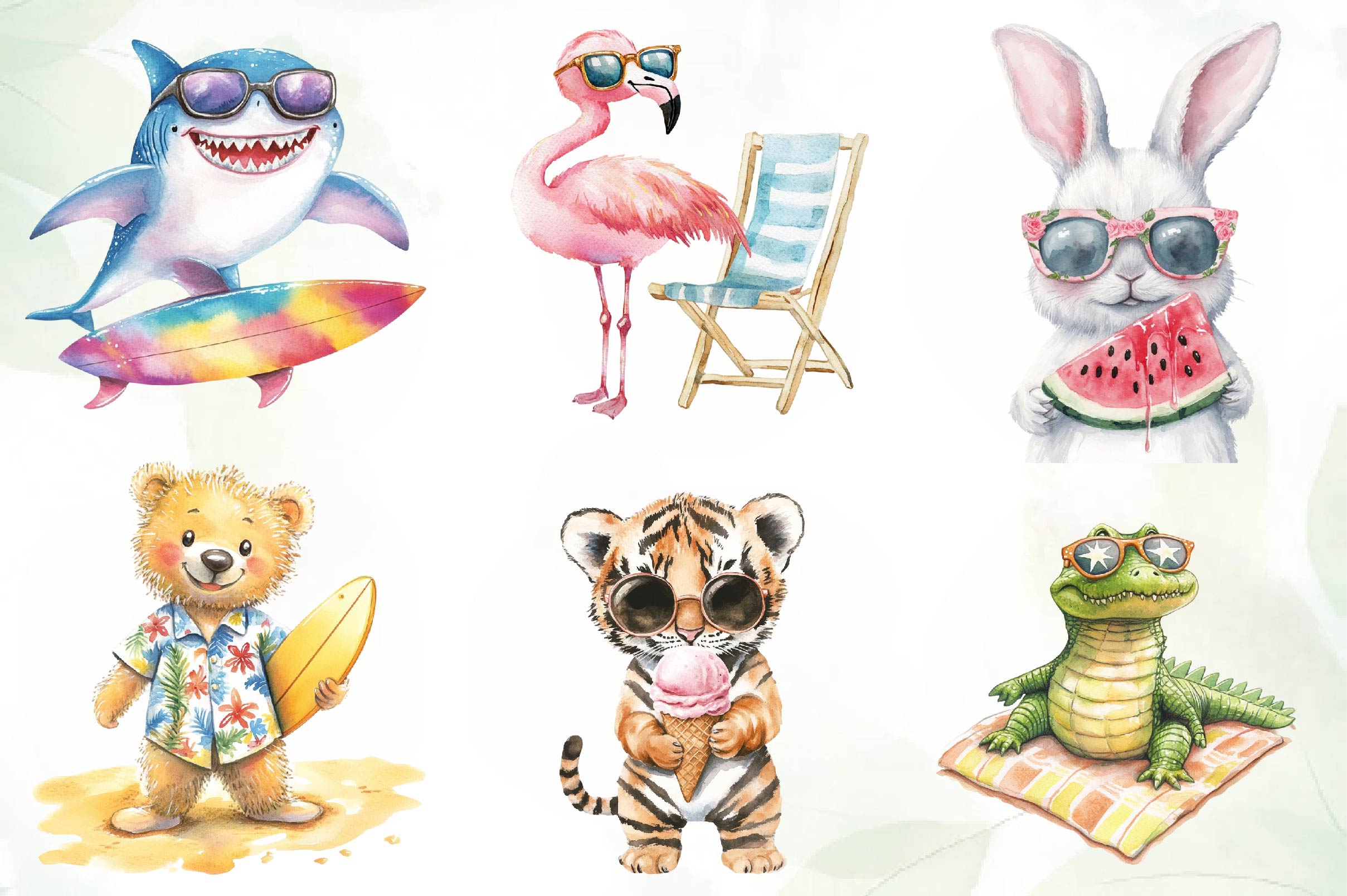Cartoon Beach Pals Animal Clipart Bundle - CraftNest - Digital Crafting and Art