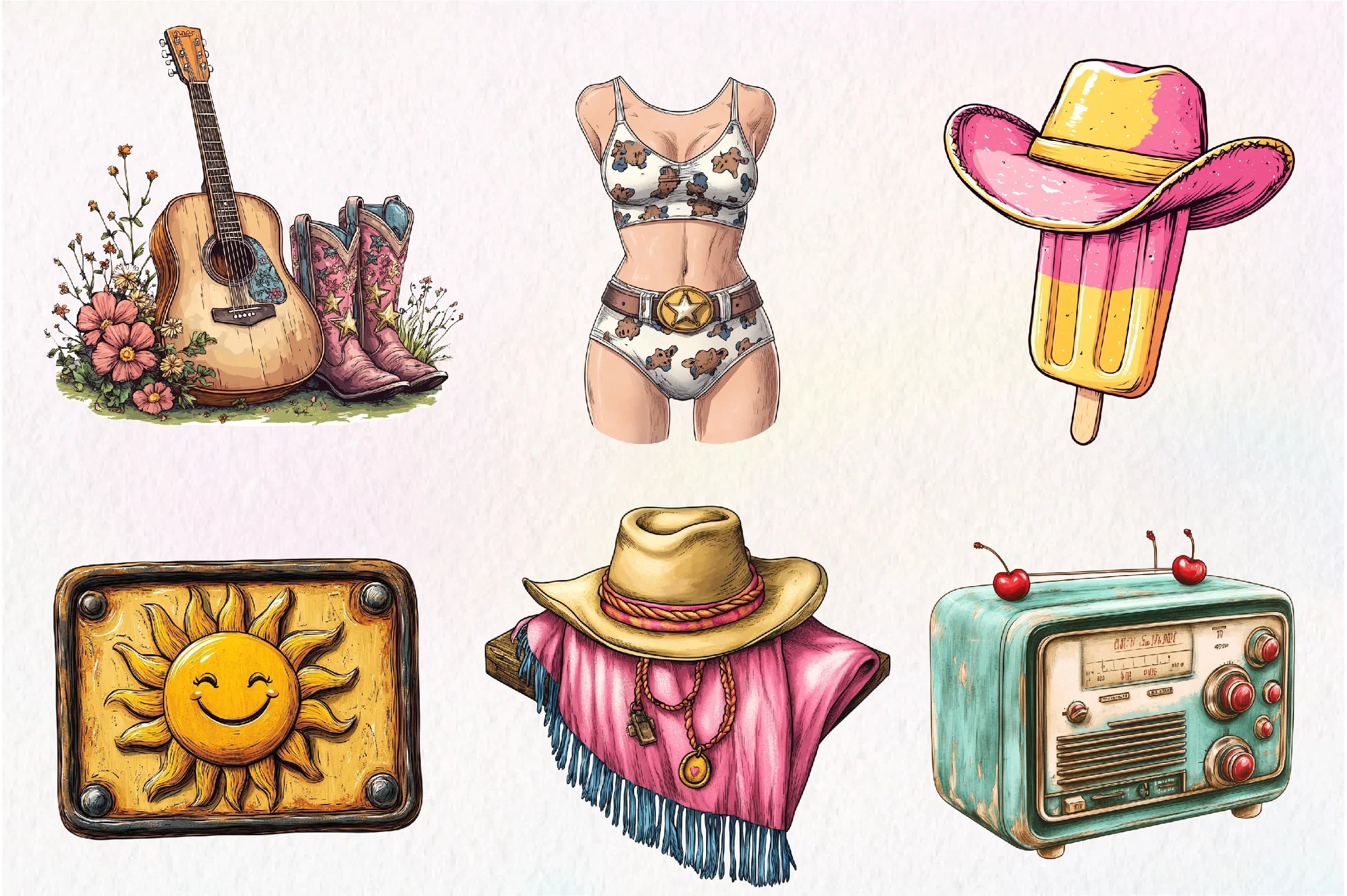 Summer Cowgirl Clipart Bundle 1 - CraftNest - Digital Crafting and Art