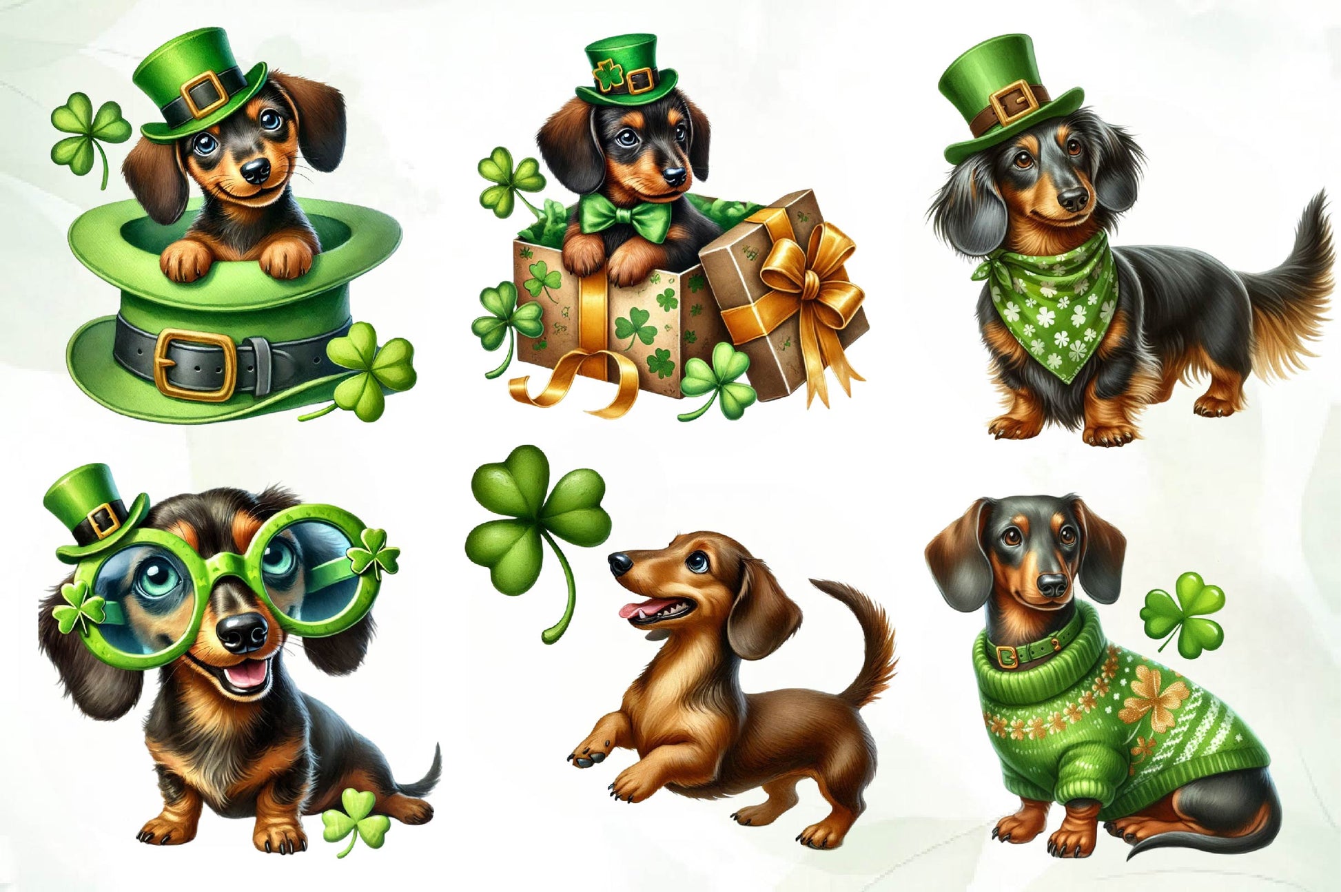 St Patricks Day Dachshund Dog Clipart Bundle - CraftNest - Digital Crafting and Art
