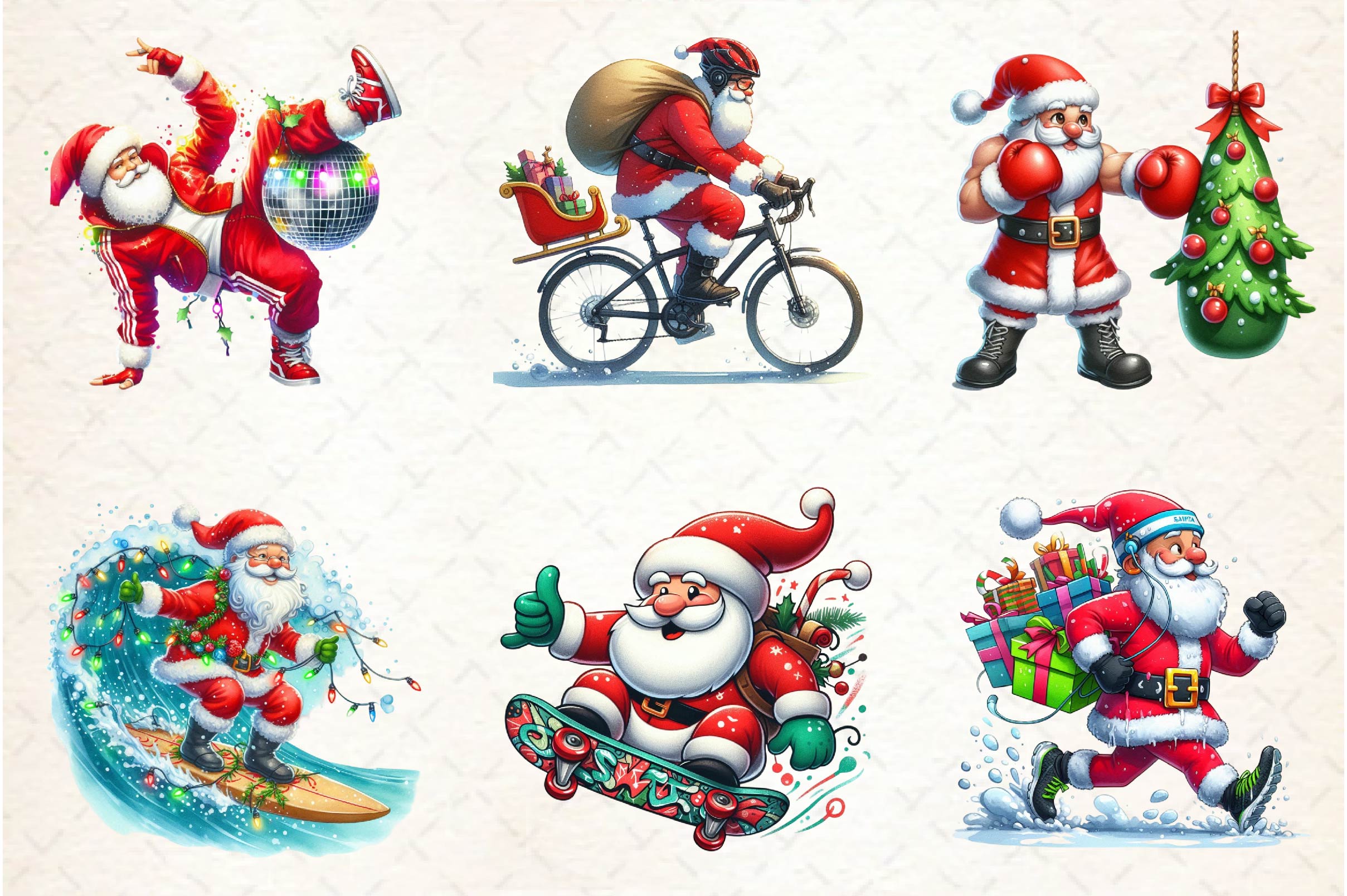 Funny Athlete Santa Clipart Bundle - CraftNest - Digital Crafting and Art