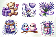 Lavender Valentine Clipart Bundle - CraftNest - Digital Crafting and Art