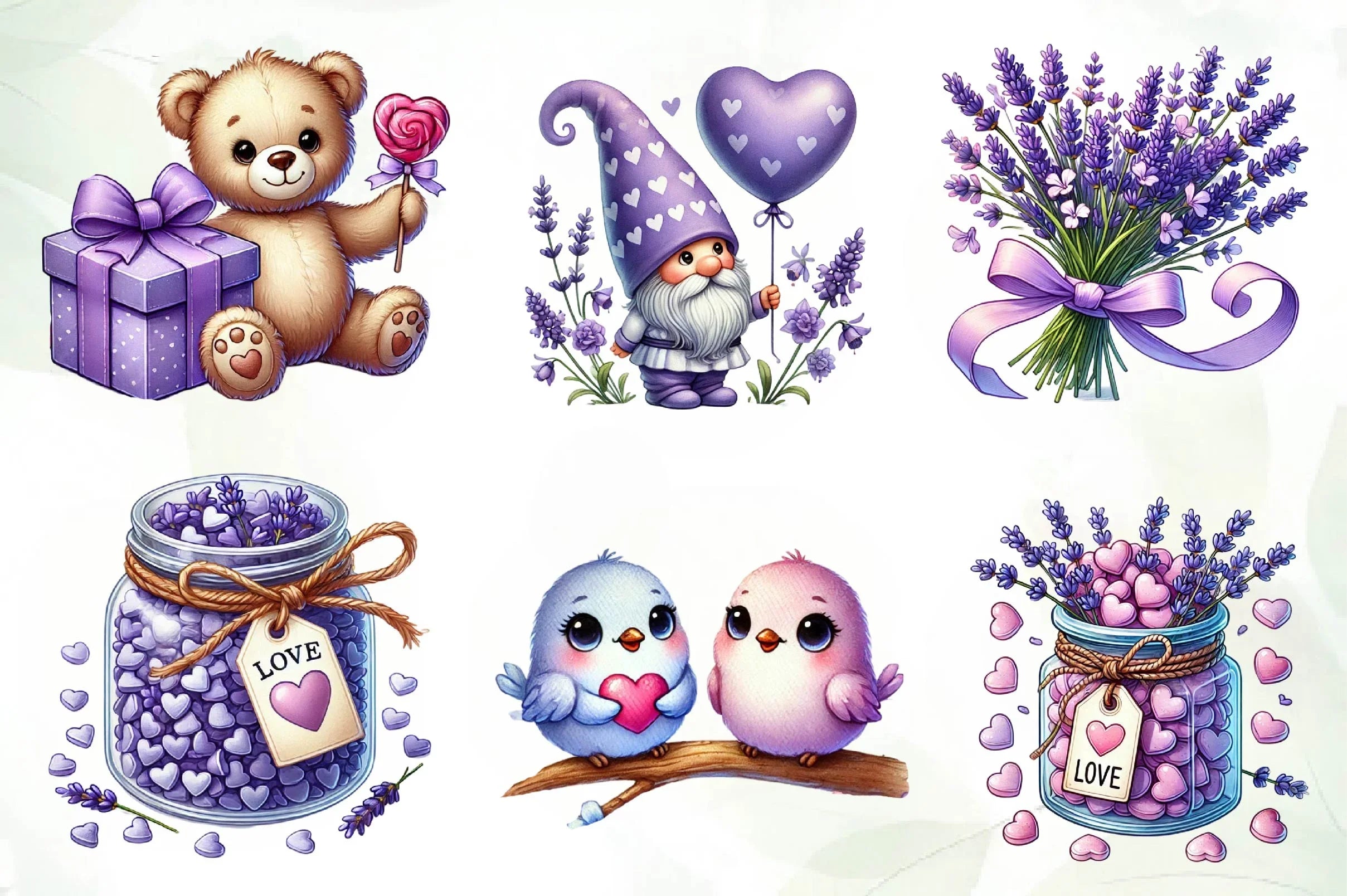 Lavender Valentine Clipart Bundle - CraftNest - Digital Crafting and Art