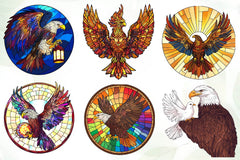 Round Stained Glass Eagle Embrace Clipart Bundle - CraftNest - Digital Crafting and Art