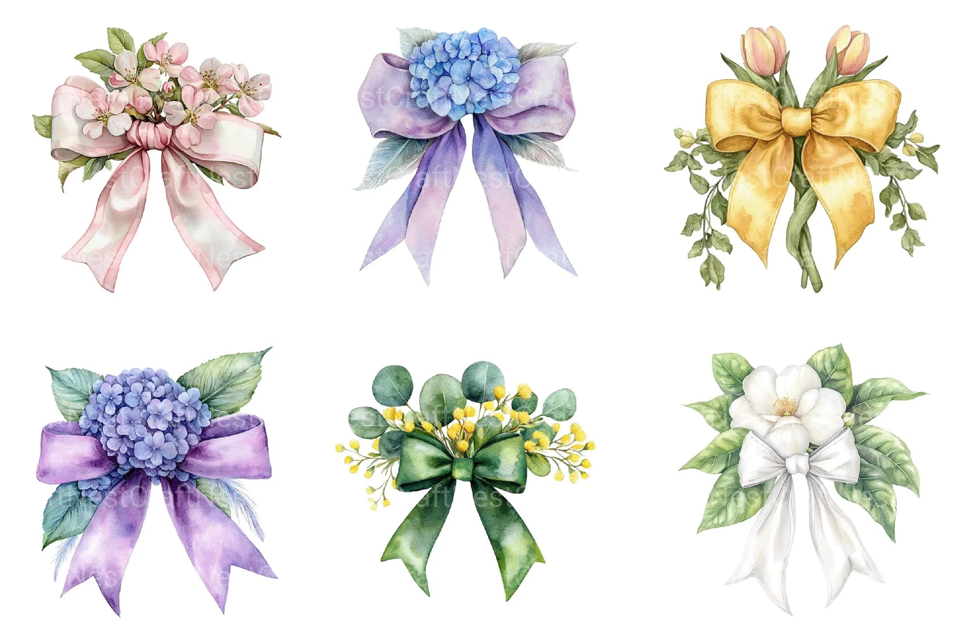 Spring Floral Bow Clipart - CraftNest - Digital Crafting and Art