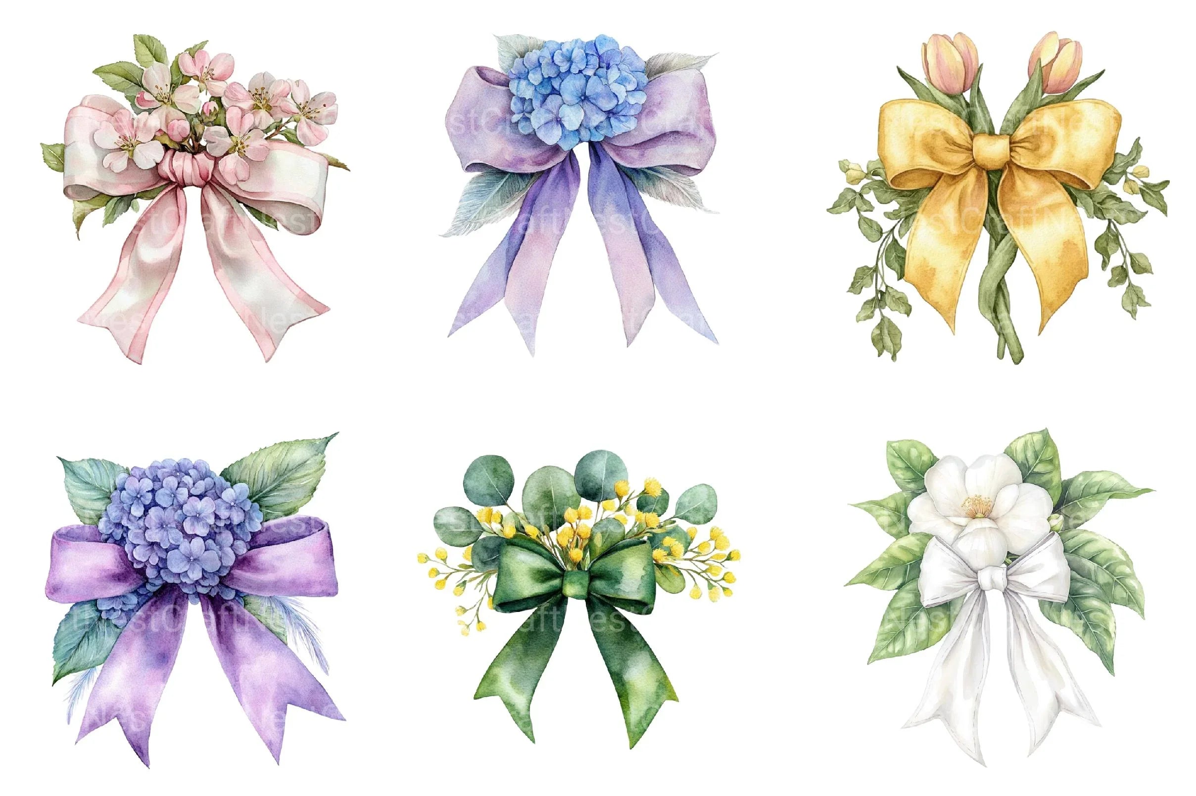 Spring Floral Bow Clipart - CraftNest - Digital Crafting and Art