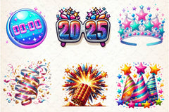 Glittery New Year Clipart Bundle - CraftNest - Digital Crafting and Art