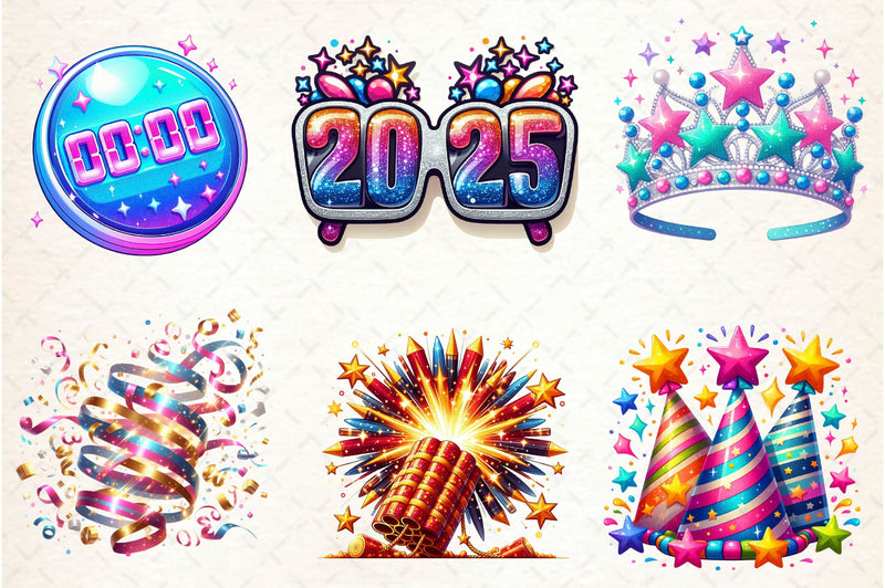 Glittery New Year Clipart Bundle - CraftNest - Digital Crafting and Art