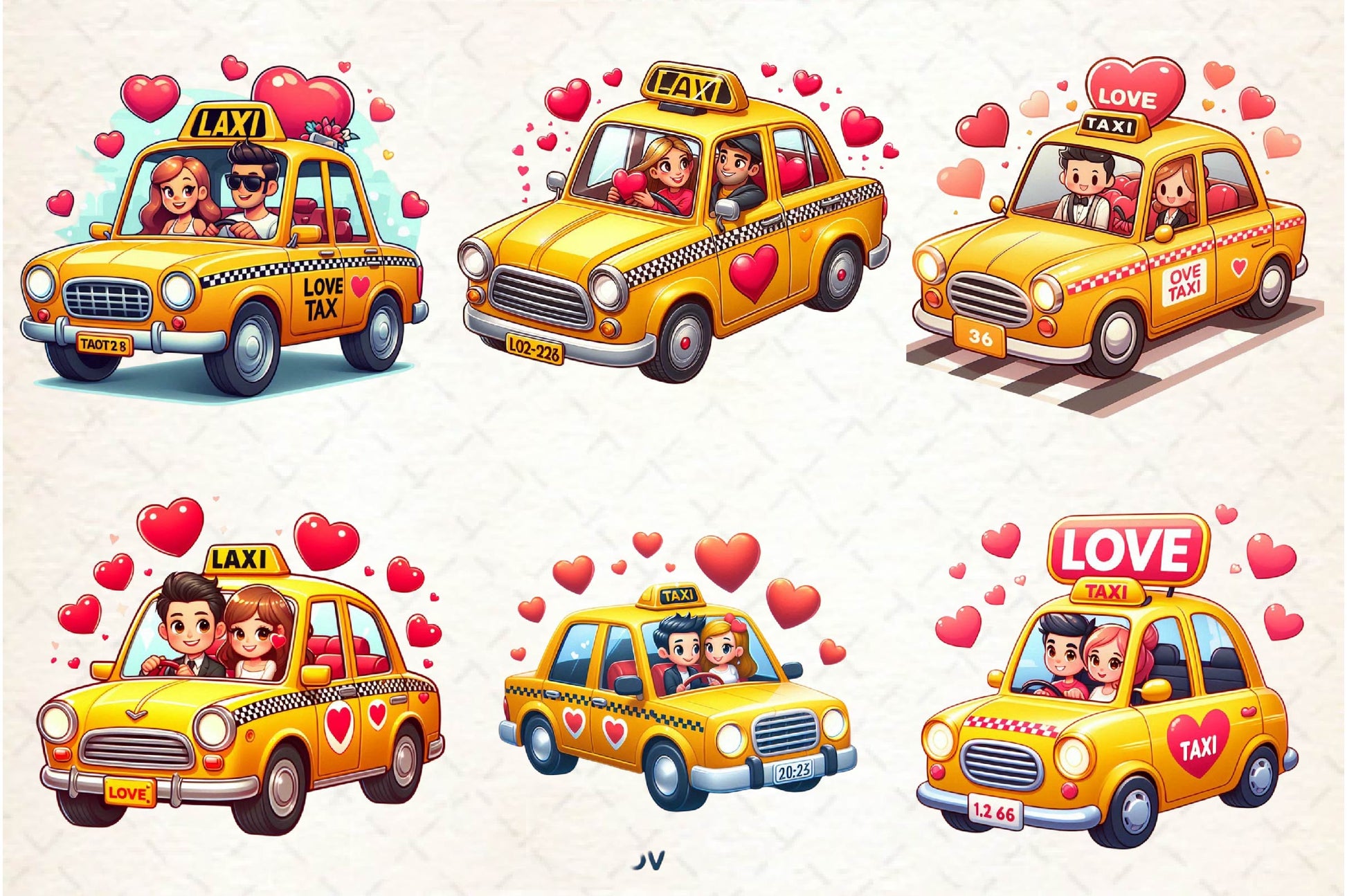 Valentines Love Taxi Clipart Bundle - CraftNest - Digital Crafting and Art