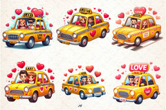 Valentines Love Taxi Clipart Bundle - CraftNest - Digital Crafting and Art